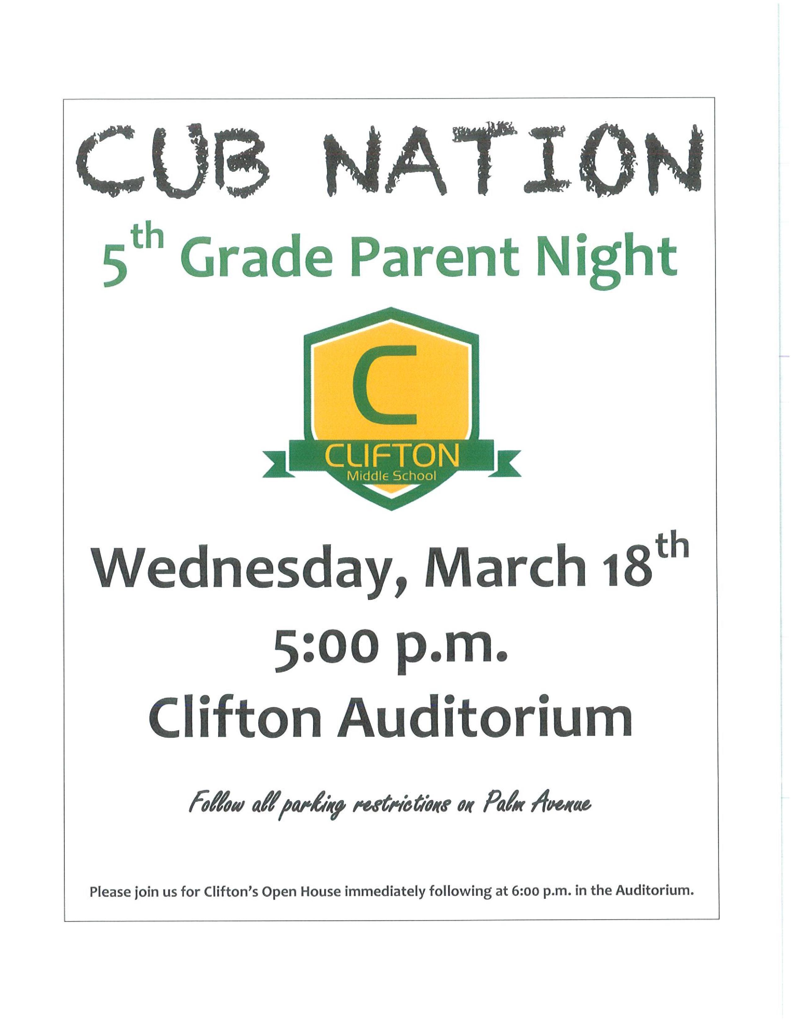 Club Nation 5th Grade Parent Night